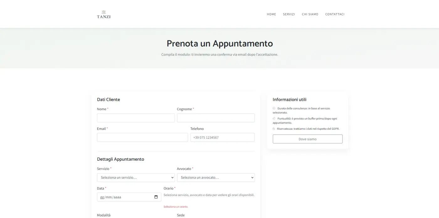 Studio Legale - Prenotazioni